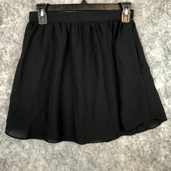 UO Kimchi Blue Skirt Size 0 Mini Solid Black Pleated A Line Chiffon Layered Club